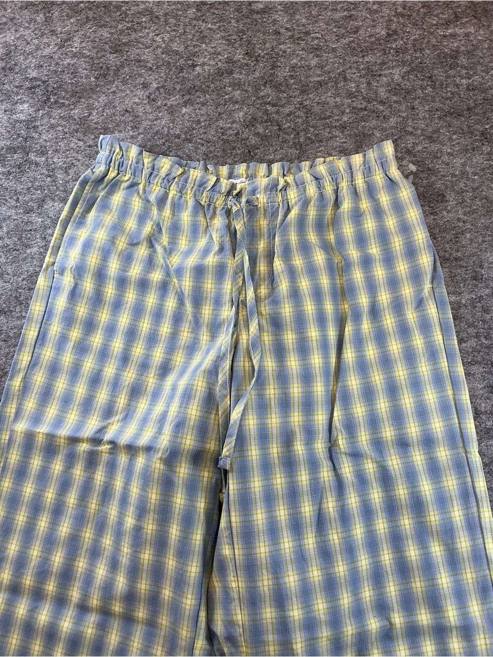 Kimchi Blue Wide-Leg Plaid Lounge Pants in Blue and Yellow Size S - Picture 2 of 4